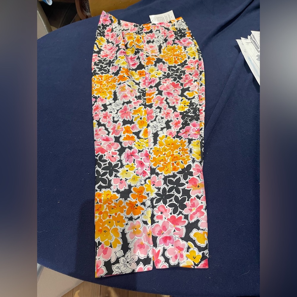Floral ladies silk pants with Pink & Yellow floral Blooms